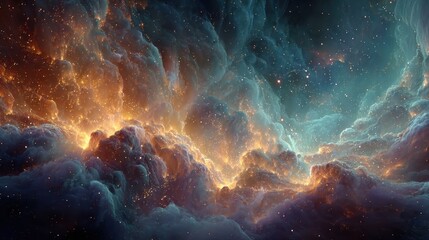 Cosmic Nebula Glowing Clouds Space Dust Starscape Fantasy Art
