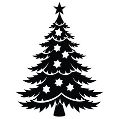 Obraz premium Black pine tree with star ornaments christmas tree