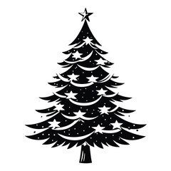Obraz premium Decorated evergreen tree with star christmas tree stars