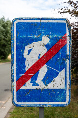Road works anded sign in Serskamp, Wichelen, East Flanders, Belgium