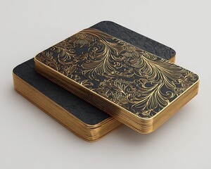 Elegant luxury business card mockup with embossed gold foil design