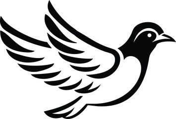 Black silhouette of a bird in flight flying black and white