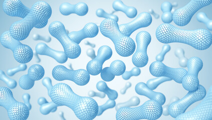 Lactobacillus bacteria, probiotic medical background 3d illustration.