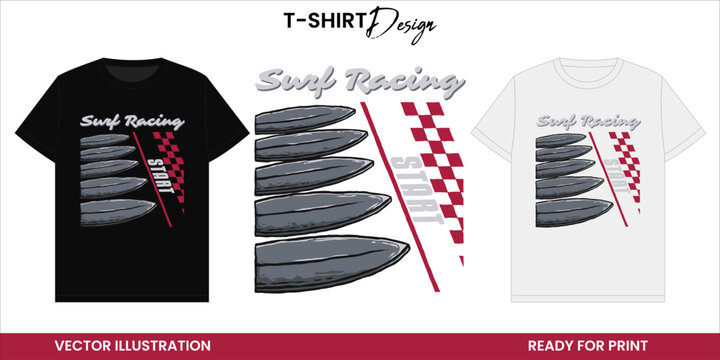 Vintage Surf Competition Vector T-shirt Design or Print and Sticker &ndash; Racing Start Style