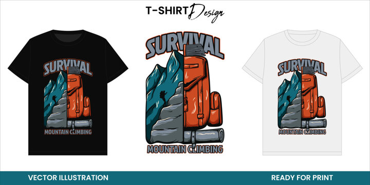 Adventure Survival Gear Vector T-shirt Design or Print and Sticker &ndash; Hiking and Nature Badge