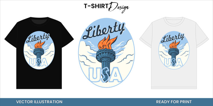 Burning Freedom Torch Vector T-shirt Design or Print and Sticker &ndash; Patriotic Symbol Art