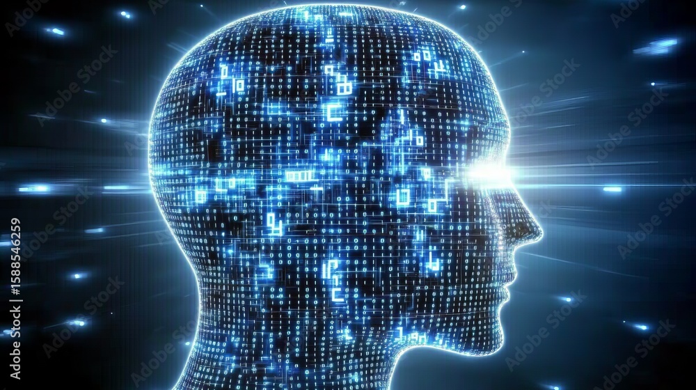 Poster advanced artificial intelligence technology with digital profiles and cyber connectivity concepts
