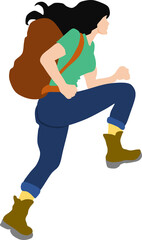 登山をする女性のイラスト