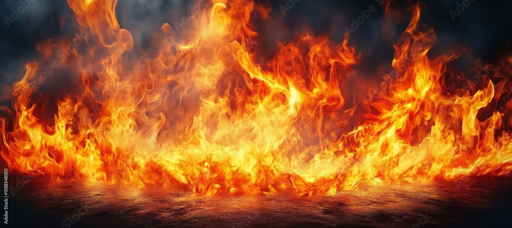 Poster dynamic and intense fiery flames creating a captivating and glowing background for visual impact