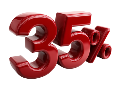 A vibrant, eye-catching representation of a 35% discount, perfect for conveying savings and special offers in a bold and memorable manner.