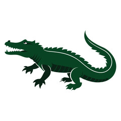 Green Crocodile Vector Isolated on White Background