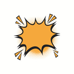 Orange explosion comic speech bubble black