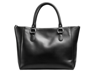 A sleek, black leather tote bag, designed with timeless elegance, stands poised for a day out