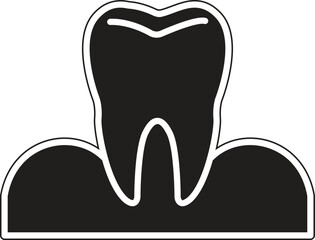 Tooth with gum icon representing dental structure and oral foundation with transparent background