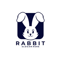 Rabbit Cute animal logo design vector template. Creative company logo with rabbit vector logo icon