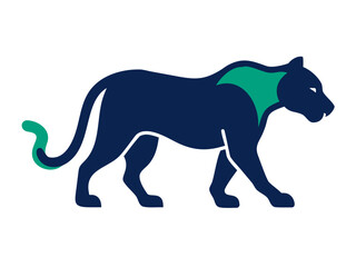 Obraz premium Powerful black panther logo design, perfect for a strong brand identity. A bold, stylized black panther graphic, perfect for logos, emblems, or branding materials.