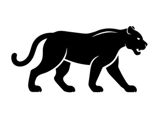 Obraz premium Powerful black panther logo design, perfect for a strong brand identity. A bold, stylized black panther graphic, perfect for logos, emblems, or branding materials.