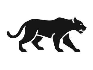 Obraz premium Powerful black panther logo design, perfect for a strong brand identity. A bold, stylized black panther graphic, perfect for logos, emblems, or branding materials.