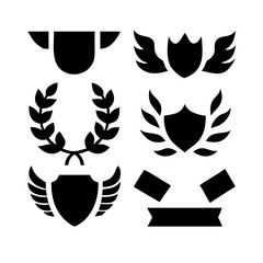 set of Laurel wreath, wing, shield, ribbon, banners, Containing. shield, ribbon, banners for awards, heraldry, logos, badges, and branding designs vector illustration Collection of vintage heraldic 