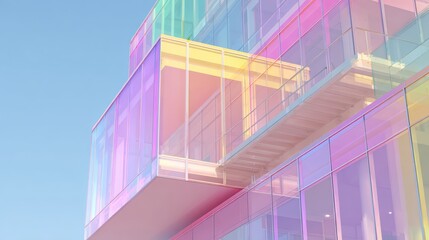Obraz premium Abstract Pastel Glass Building Interior.