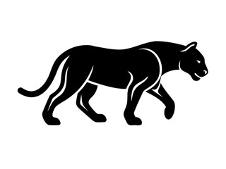 Obraz premium Powerful black panther logo design, perfect for a strong brand identity. A bold, stylized black panther graphic, perfect for logos, emblems, or branding materials.