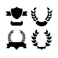 set of Laurel wreath, wing, shield, ribbon, banners, Containing. shield, ribbon, banners for awards, heraldry, logos, badges, and branding designs vector illustration Collection of vintage heraldic 