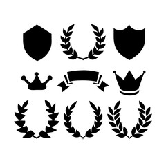 set of Laurel wreath, wing, shield, ribbon, banners, Containing .shield, ribbon, banners for awards, heraldry, logos, badges, and branding designs vector illustration Collection of vintage heraldic 