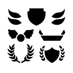 set of Laurel wreath, wing, shield, ribbon, banners, Containing .shield, ribbon, banners for awards, heraldry, logos, badges, and branding designs vector illustration Collection of vintage heraldic 