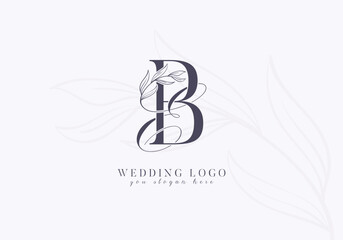 Elegant wedding logo with floral initial EB monogram
