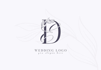 Elegant wedding logo with floral initial ED monogram