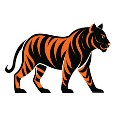 Fototapeta premium Majestic Tiger Illustration Stylized Orange and Black Big Cat Design
