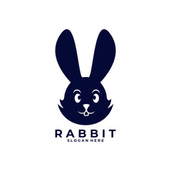 Cute rabbit head logo design vector template