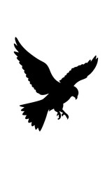Obraz premium Flying Hawk Silhouette Clipart – Black Bird of Prey Vector Graphic