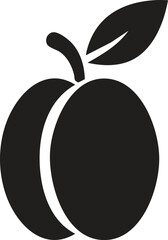 Plum fruit black silhouette icon on white background
