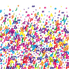 Scattered letters of latin alphabet. Colorful