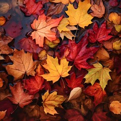 Fototapeta premium red maple leaves autumn background banner HD wallpaper