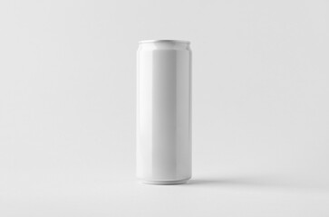Slim soda energy drink beverage can mockup on a gray background