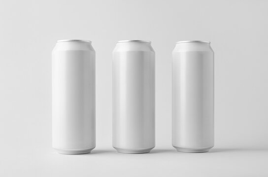 White large tall beer or soda aluminum can mockup.