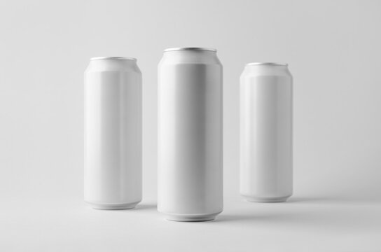 White large tall beer or soda aluminum can mockup.