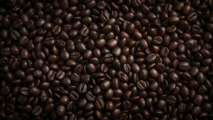Dense Texture of Dark Roasted Coffee Beans with Rich Detail