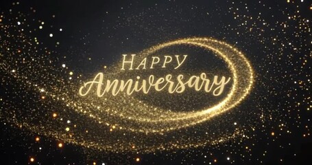 Black background for happy anivversary greeting with glitter - Powered by Adobe