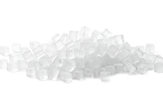 Pile of small ice cubes backgrounds crystal white background isolated on white background