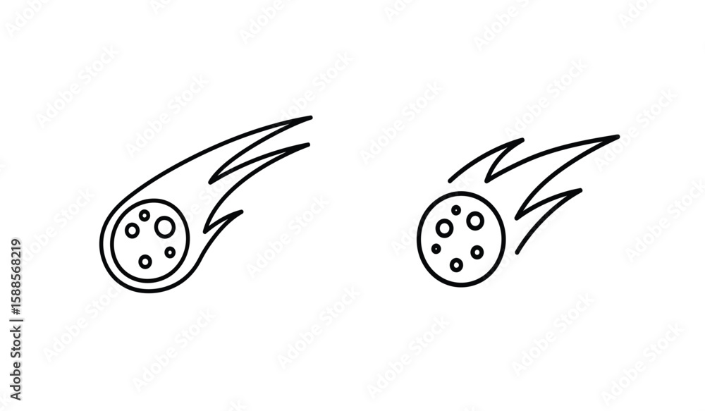 Poster simple vector illustration of two comets with trails on white background