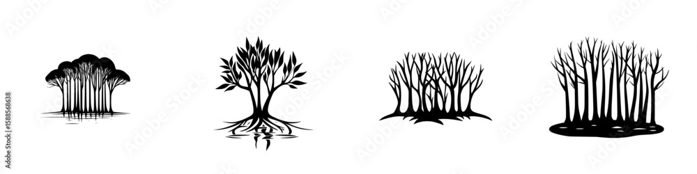 Poster exploring the various forms of tree illustrations depicting nature's beauty and resilience through d