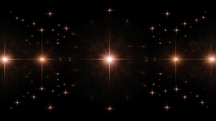 Bright starburst lights in symmetrical pattern over dark night background