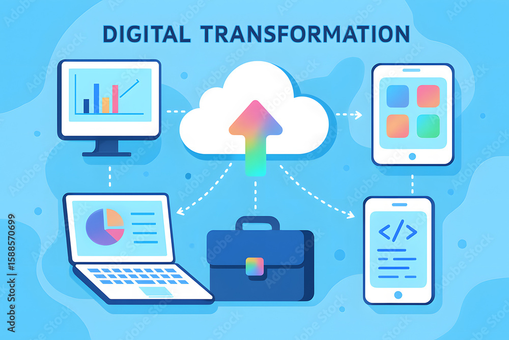 Poster digital transformation and its interconnected technology: visualizing the future of digital integrat
