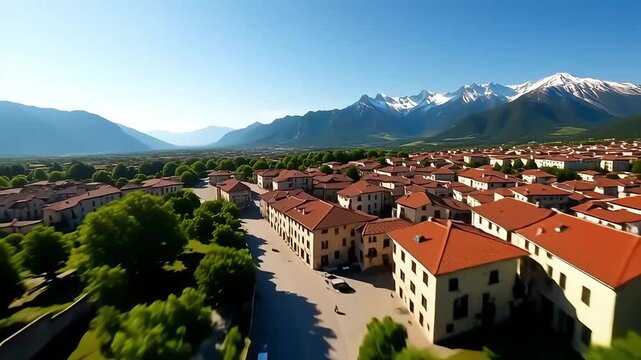 Exploring saluzzo italy aerial view of cityscape and mountains landscape travel destination europe 100