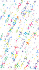 Flying latin letters. Colorful childish scattered