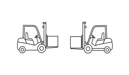 Forklift Trucks Outline Illustration Warehouse Vehicle Material Handling Equipment Logistics and Delivery