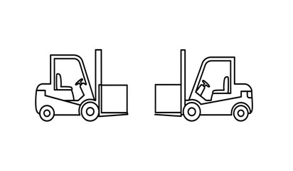 Naklejka premium Two Forklifts Facing Each Other in a Minimalist Black and White Line Art
